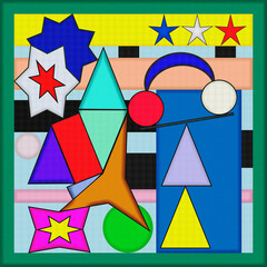 illustration sur toile, formes géométriques, PNG fond transparent
