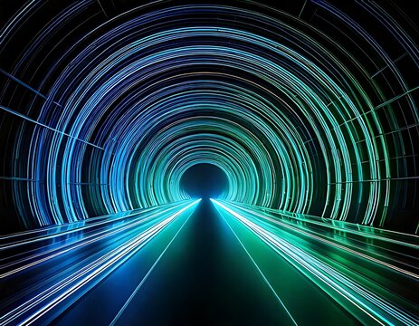 Futuristic tunnel with glowing circular patterns