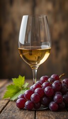 glass of red wine and grapes