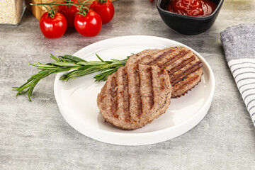 Grilled two beef burger cutlet
