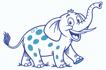 Cartoon Elephant with Blue Spots on White Background
