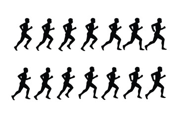 Silhouette of man running, jogging exercise, fitness training, athlete workout, sports activity, outdoor cardio endurance, healthy lifestyle, active movement