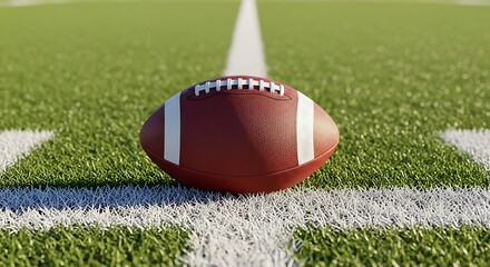 American football ball on green grass field close up sport game team play competition equipment