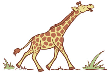 Obraz premium Cartoon Giraffe Walking Isolated on White Background, Illustration, Animal