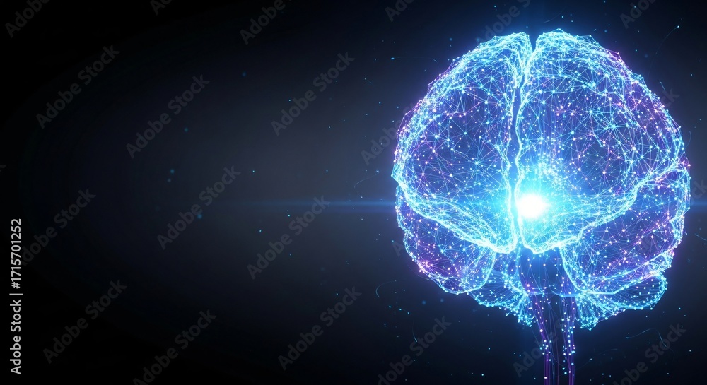 Aufkleber abstract glowing human brain neural network artificial intelligence technology concept