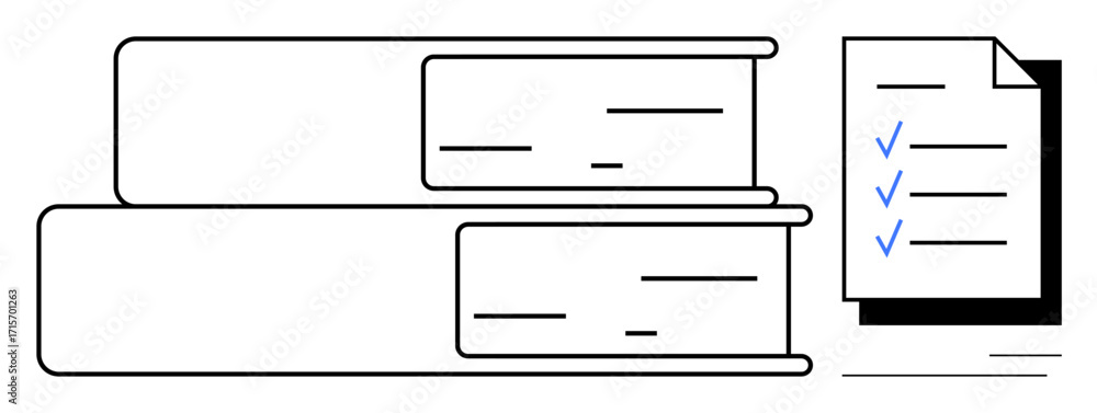 Poster two stacked books beside a checklist with blue checkmarks symbolize knowledge, learning, and task or