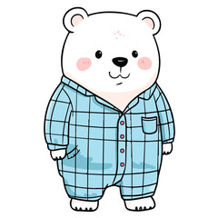 Cute Bear in Blue Pajamas – Adorable Cartoon Vector for Kids T-Shirt Print, Clothing, and Mascot Logo