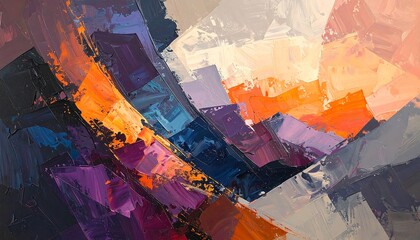Fototapeta premium Abstract painting with textured blocks of color