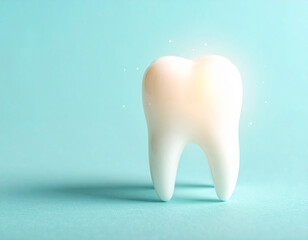 Glowing healthy tooth with sparkling highlights white