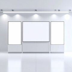 Blank white wall mockup interior gallery exhibition advertising space