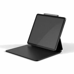 Tablet mockup with keyboard case and stylus for product presentation