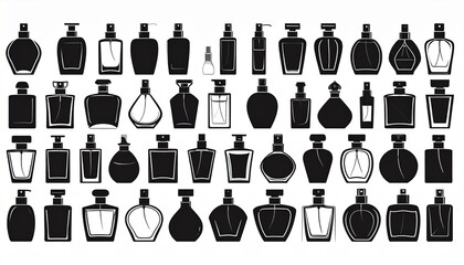 Perfume bottles silhouette vector art white background 