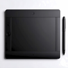 Black digital drawing tablet with stylus for graphic design and art work