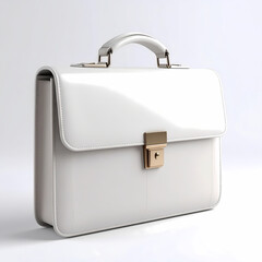 White leather briefcase for professional business office work fashion