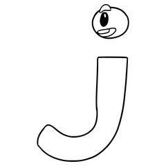 j lowercase Alphabet character illustration hand drawn outline vector
