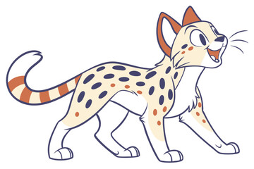 Obraz premium Cartoon Spotted Cat on White Background Cheerful Feline Design