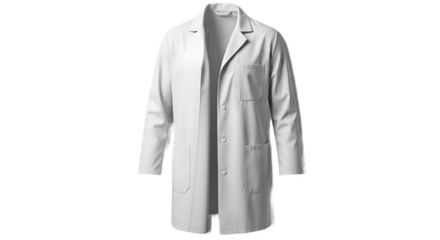 Clean white lab coat for medical professionals isolated PNG with Transparent Background