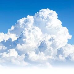 Naklejka premium Fluffy white clouds drift across a bright blue sky on a beautiful day