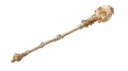 Ornate skull staff isolated on transparent background
