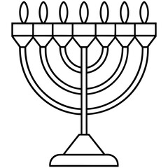 Happy Hanukkah candle stand design outline Art & Illustration