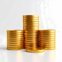 Gold coins stacked investment finance currency wealth savings concept