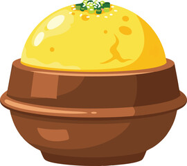 Korean Steamed Egg Gyeran Jjim in Earthenware Bowl