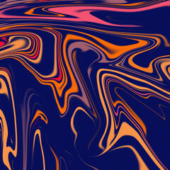 Abstract swirling pattern of vibrant colors in a marbled effect background design