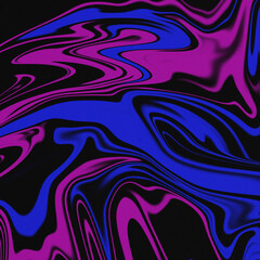 Abstract swirling pattern of vibrant blue and magenta colors on black background design