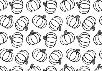 seamless pumpkin pattern - hand-drawn vegetables doodle style

