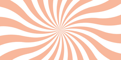 Sunburst classic retro background, rays or stripes in the center. Rotating, spiral stripes.vector background template retro vintage style.peach teal orange and  white in a straight radial striped .