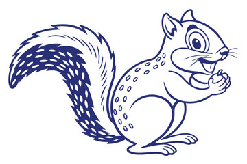 Cartoon Style Squirrel Standing on White Background Holding Nut in Format