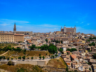 Naklejka premium Toledo, Spain, May 21 2025, The Old narrow streets of historic Toledo, Spain a UNESCO World Heritage Site