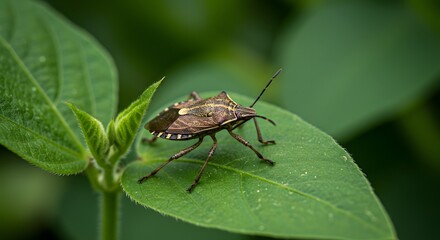 Fototapeta premium Brown shield bug on leaf