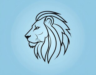 Profile view of a stylized lion head.  Simple line art