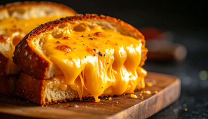 Deliciously Melted Cheese Sandwich on Rustic Bread A Comforting Food Delight