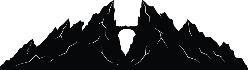 Dramatic mountain arch silhouette majestic peak landscape adventure exploration vector © Shafiul