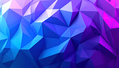 Fototapeta premium Low poly abstract background with sharp polygonal shapes, geometric modern design in blue and purple tones. No people.