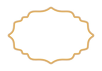 Golden 3d ornamental frame in oriental style. Islamic window, arabesque border, morocco shapes, Indian ornament. Shiny luxury decorative element for certificate, stamp, vignette. Vector illustration