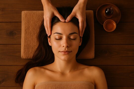 Relaxing head massage in luxury spa salon