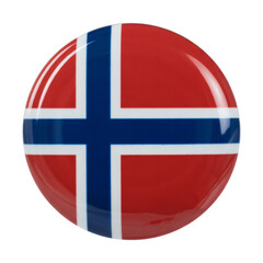 Circular badge with the flag of Norway featuring a red, white, and blue cross symbol