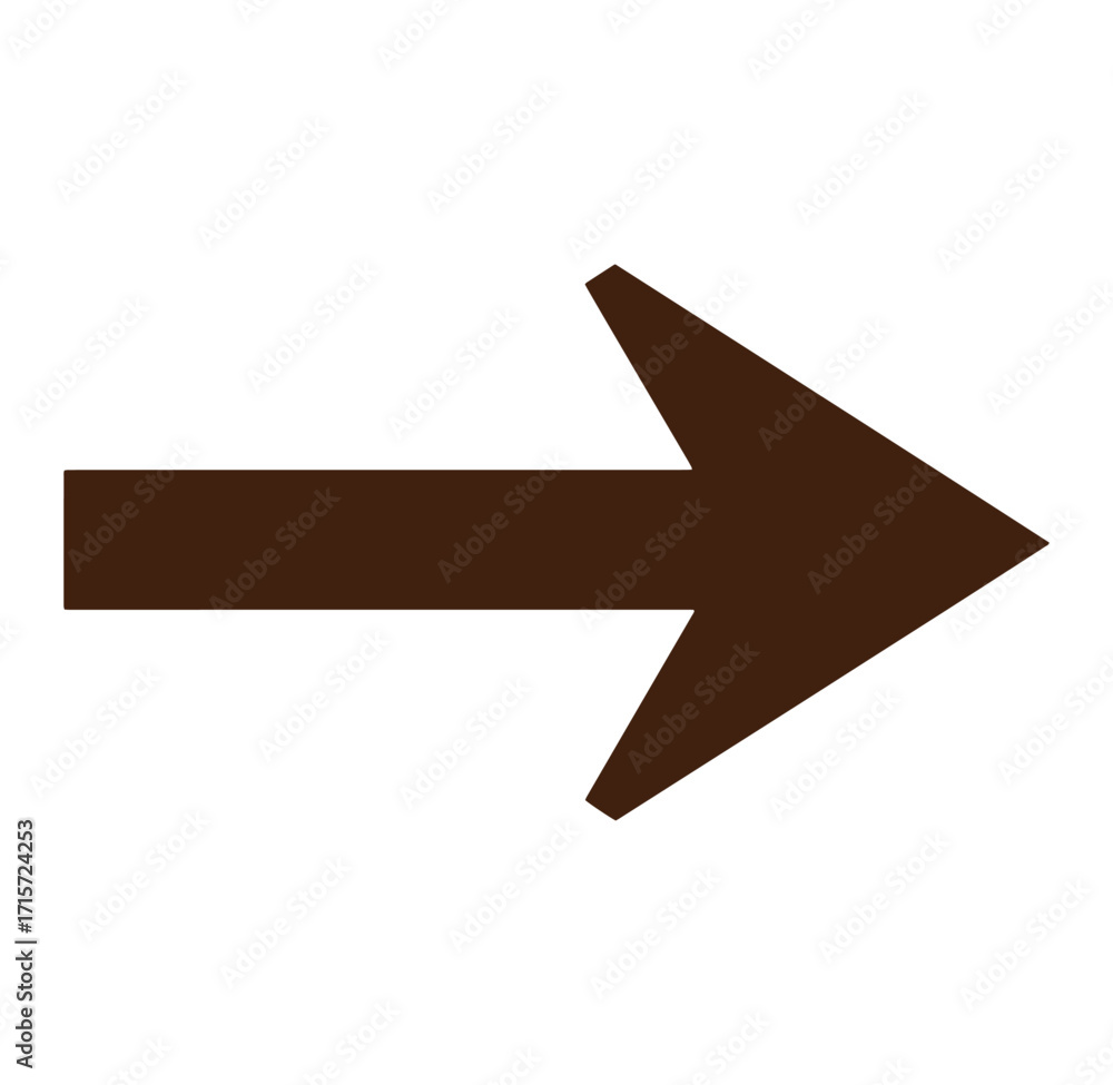 Poster brown arrow pointing right simple directional icon isolated on white background