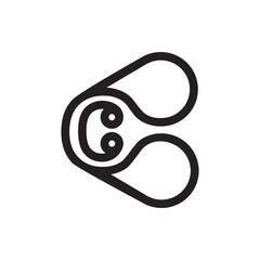 Monogram of the letter C and balloon. Abstract, outline and elegant.