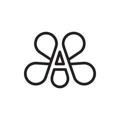 Monogram of the letter A and balloon. Abstract, outline and elegant.