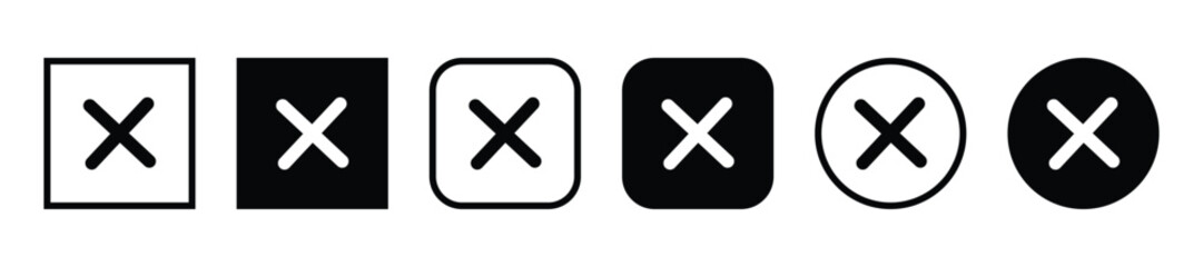 Obraz premium Cross icon set, outline cancel symbol, close button, X mark vector collection