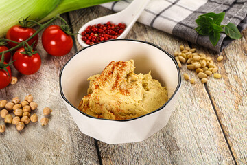 Natural chickpea hummus with paprika