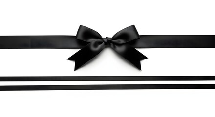 Sleek Black Satin Ribbon Composition: Layered Geometric Pattern