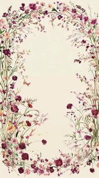 Loop video of watercolor wildflower, wedding video background