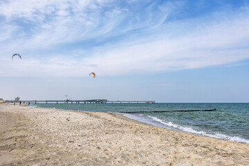kite surfing on the beach