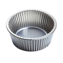 A fluted aluminum baking cup, perfect for muffins, cupcakes, or other desserts, isolated on a transparent background