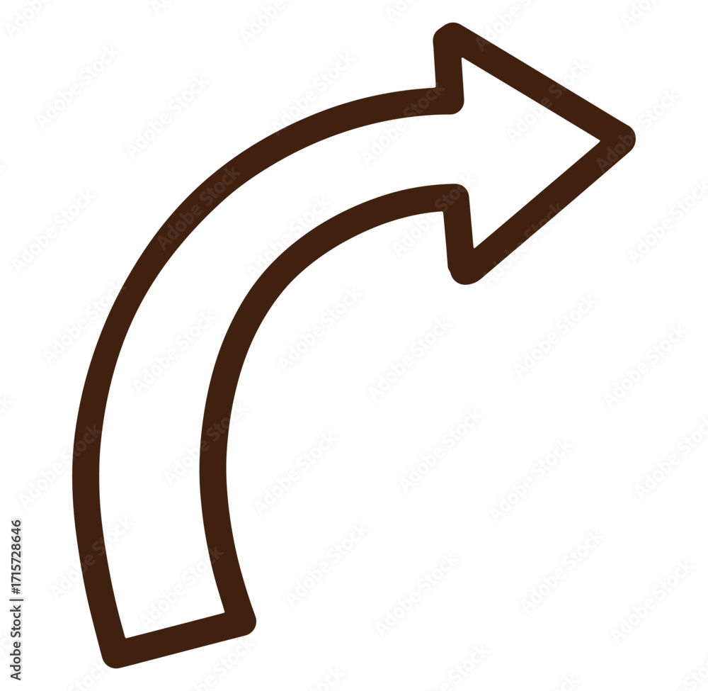 Poster simple curved arrow icon graphic design illustrating direction and navigational concepts